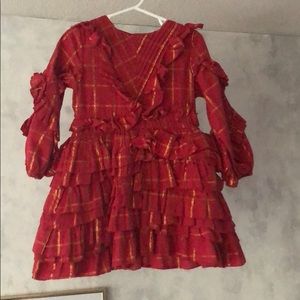 Velveteen Plaid Ruffle Dress